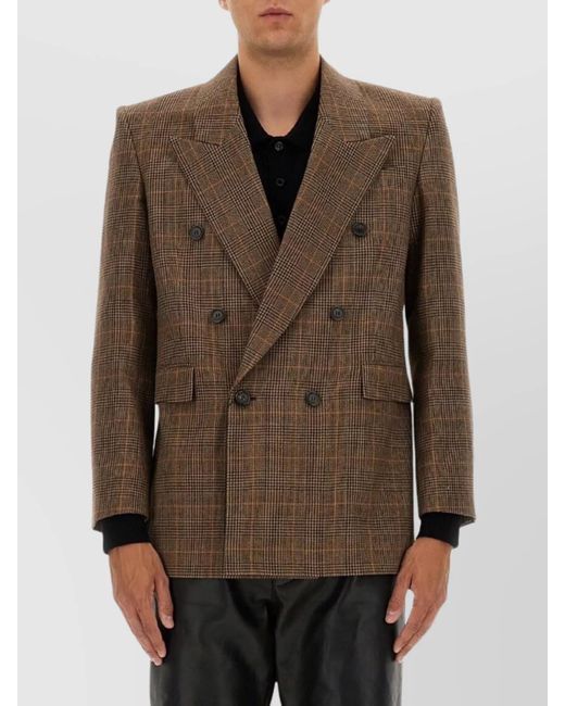Saint Laurent Multicolor Cashmere Wool Double-Breasted Blazer for men