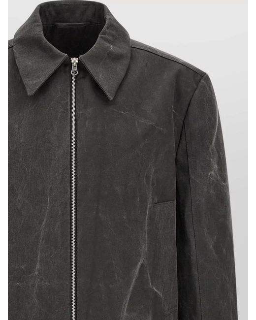 Séfr Black Marble-Effect Cotton Single-Breasted Coat for men