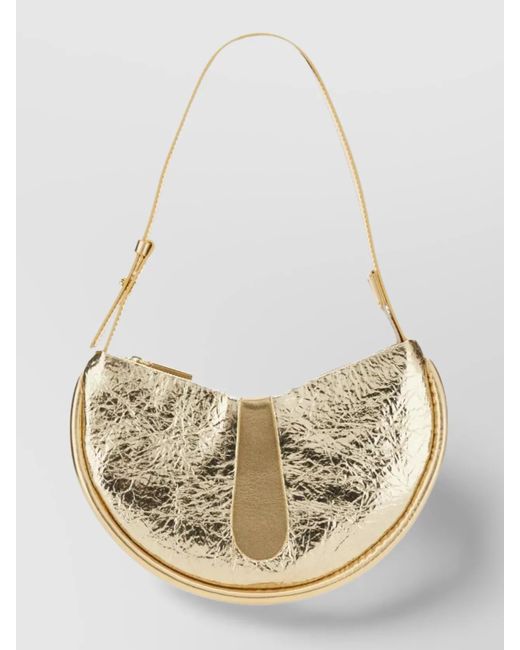 THEMOIRÈ Metallic Adjustable Strap Half-Moon Shoulder Bag