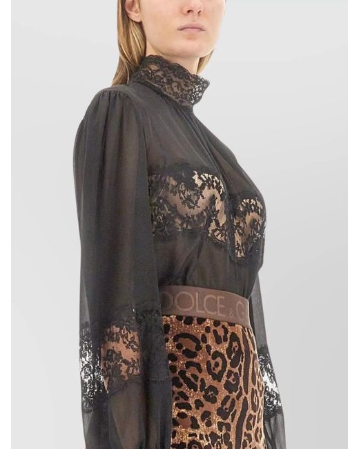 Dolce & Gabbana Multicolor Silk Turtleneck Blouse