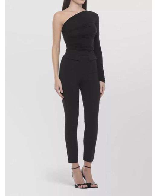 Elisabetta Franchi Black Straight Slim Fit High Waisted Cropped Trousers