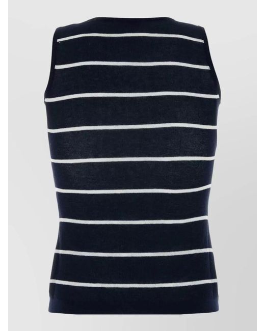 Balenciaga Blue Knit Tank Top Round Neck Stripes