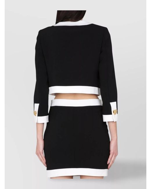 Moschino Black Cropped Jacket Heart Buttons