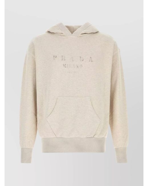 Prada White Cotton Hoodie for men