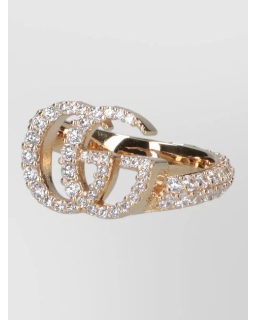 Gucci White Band Ring Tone Open Pave