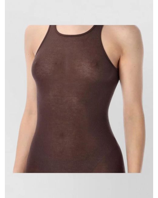 Rick Owens Brown Ribbed Maxi Tank Dress