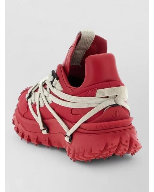 Rick Owens Red Leather High-Top Sneakers