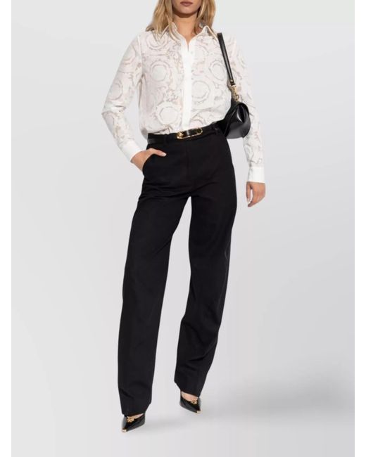 Versace Blue Straight-Leg Cotton Tailored Trousers