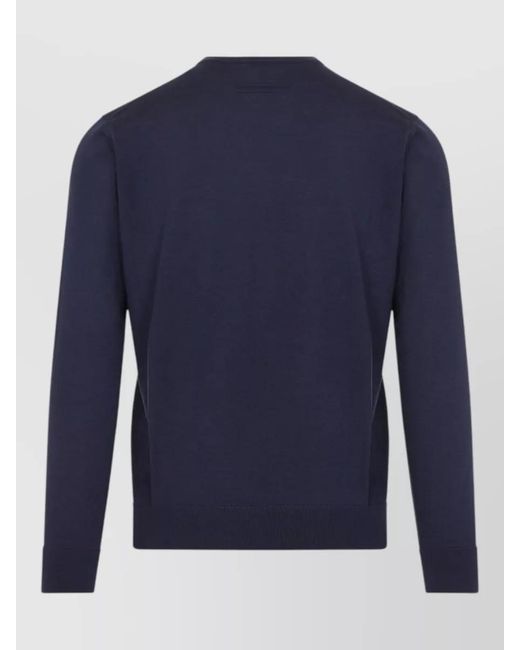 Zegna Blue Cashmere Silk Crew Neck Sweater for men