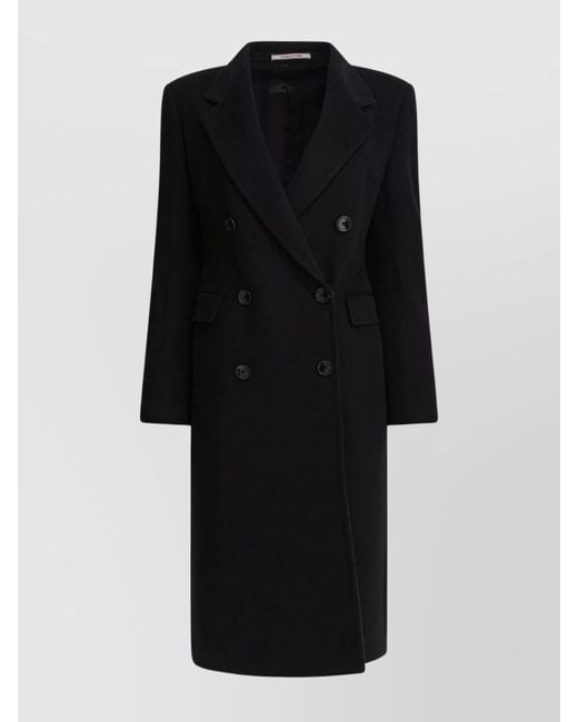 Tagliatore Black Cashmere Double-Breasted Coat