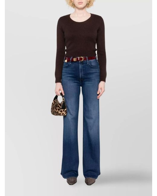 Mother Blue Denim High-Rise Wide-Leg Jeans
