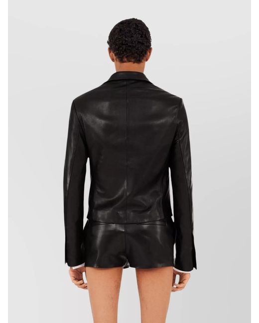 Ferragamo Black Nappa Leather Slim-Fit Single-Breasted Blazer for men