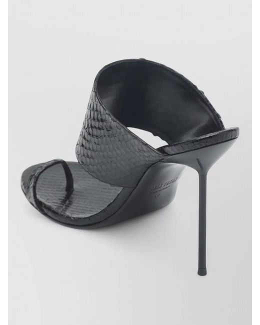 Paris Texas Black Open Toe Textured Finish Leather Sandals