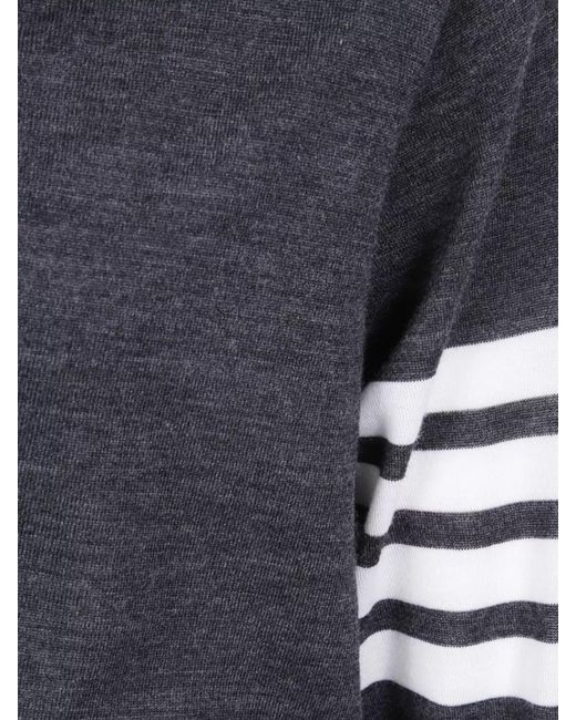 Thom Browne Blue Fine Wool Striped V-Neck Cardigan for men