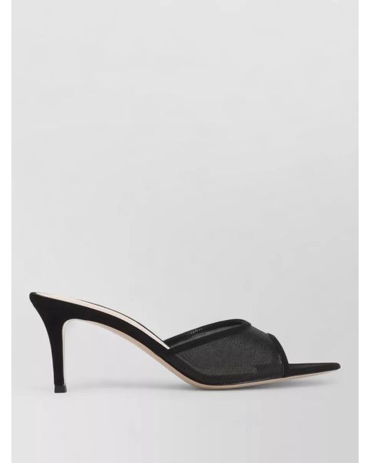 Gianvito Rossi Black Elle 70 Suede Mesh Stiletto Mules