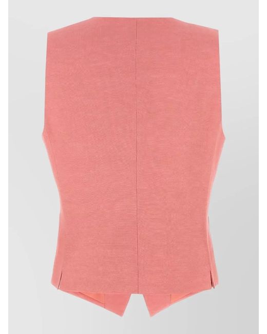 Alberto Biani Pink Linen Viscose Vest V Neck Sleeveless