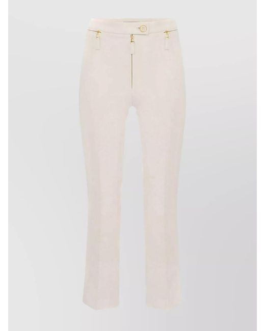 Elisabetta Franchi White Cropped Crepe Tailored Trousers