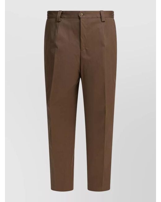 Briglia 1949 Brown Tailored Trousers Belt Loops Pleats Back Pocket for men