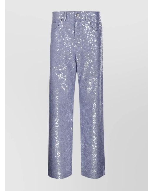 P.A.R.O.S.H. Blue Denim Straight-Leg Trousers