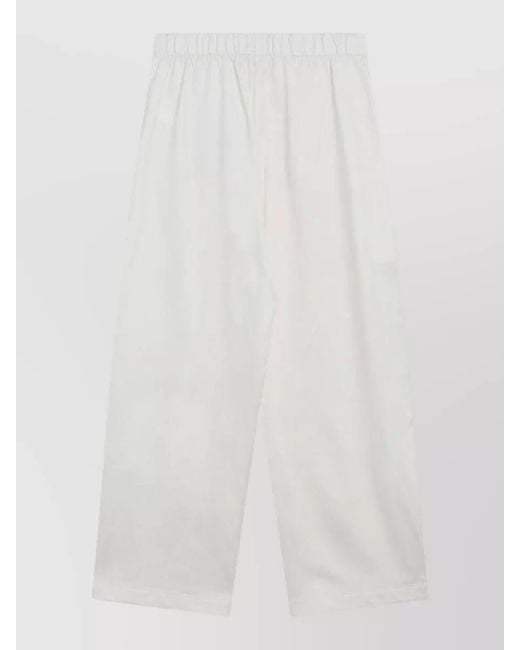 Max Mara White Wide Leg Tailored Fluid Cut Pants