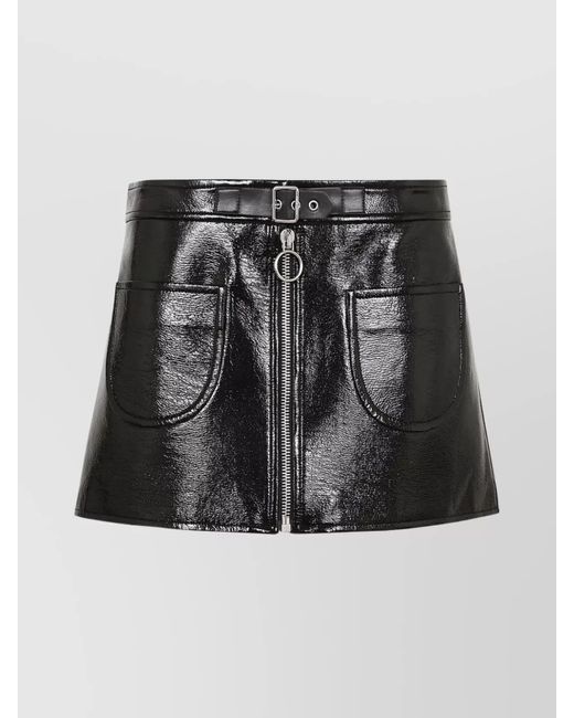 ミニスカート Courreges Zip Mini Skirt In Black Fabric Belted crêpe miniskirt in black - Courreges | Mytheresa