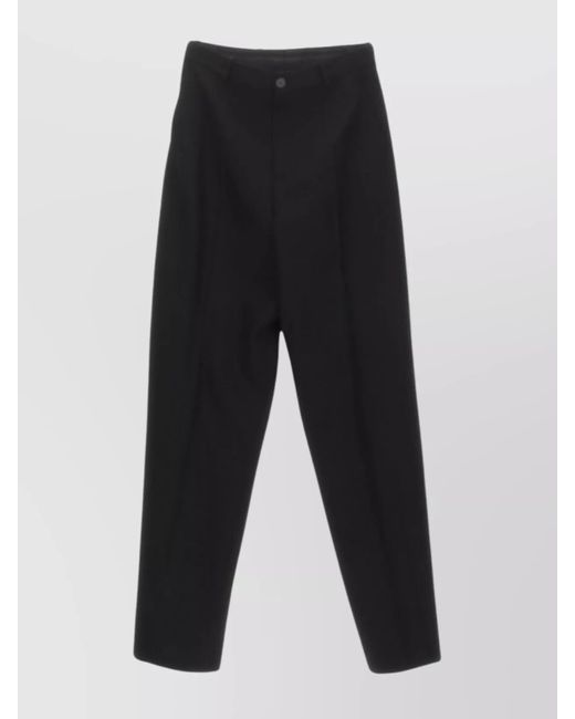 Balenciaga Black Wool High-Rise Wide-Leg Tailored Trousers