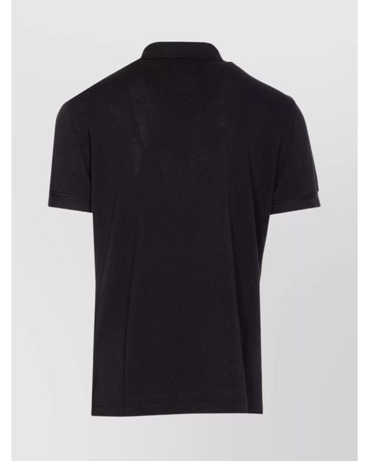 Tom Ford Black Piqué Short-Sleeve Polo Shirt for men