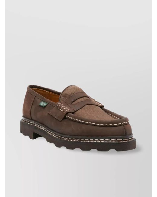 Paraboot Brown Suede Leather Loafers for men