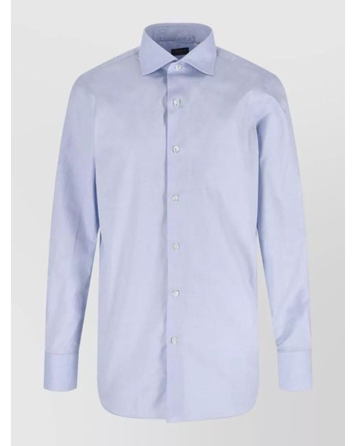 Finamore 1925 Blue Shirt Button Down Collar Comfortable Fit for men