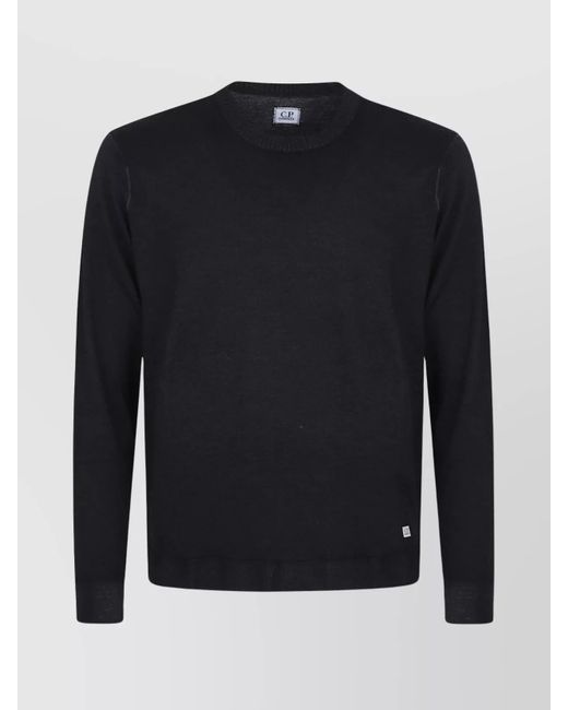 Company Men's Blue Merino Crew Neck Sweater With Ribbed Hem