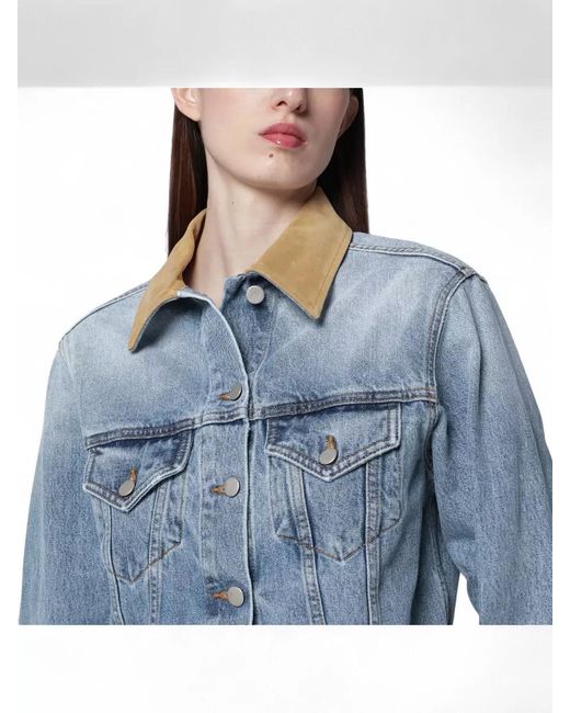 Rohe Blue Jacket Contrast Collar Chest Pockets Long Sleeves