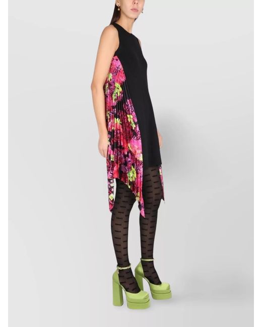 Versace Black Pleated Wool Mini Dress
