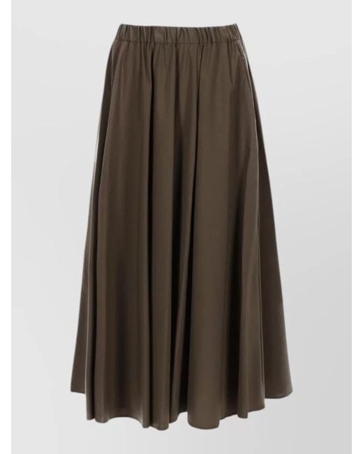 Aspesi Brown Poplin Flared Midi Skirt