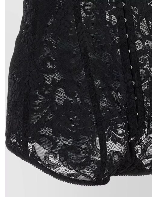 Dolce & Gabbana Black Dolce & Gabbana Satin And Lace Corsetry Bodysuit