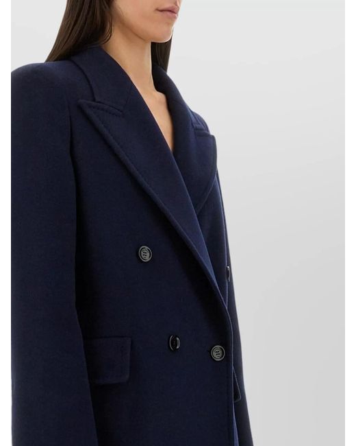 Max Mara Blue Cashmere Double-Breasted Coat