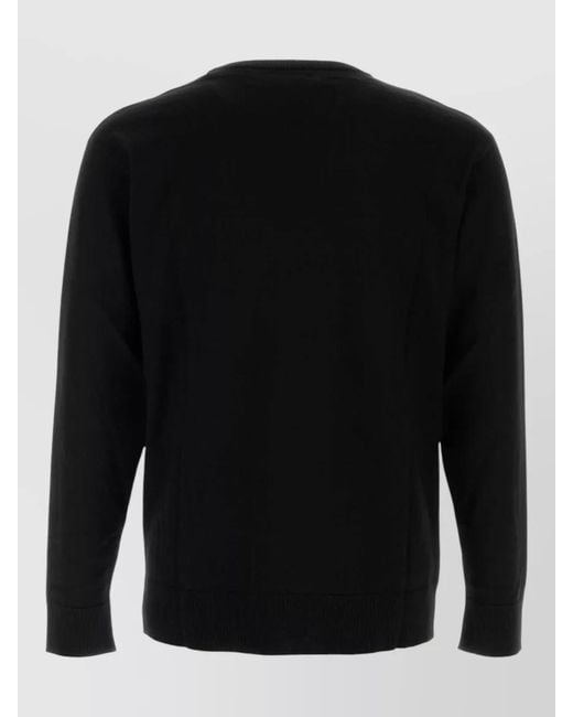 Moschino Black Wool Sweater Crew Neck Graphic Design for men