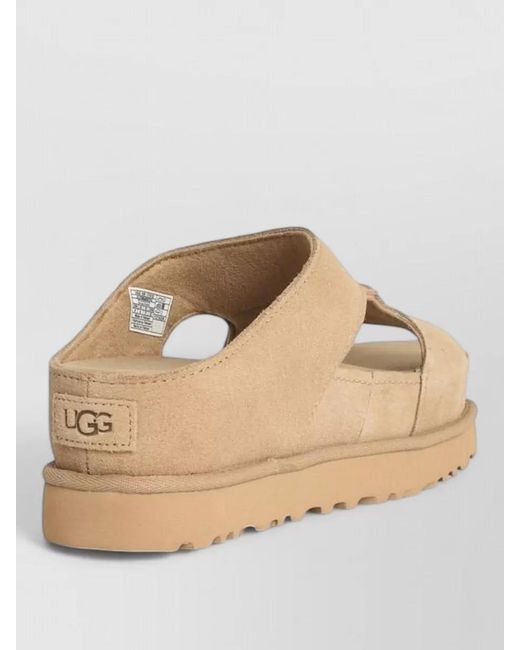 Ugg Natural Suede Cutout Platform Sandals