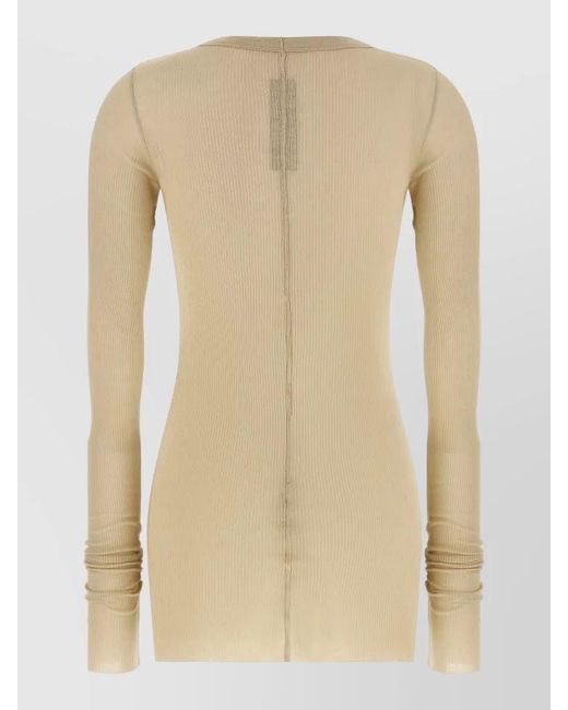 Rick Owens Natural Silk Blend Ribbed Long-Sleeve T-Shirt