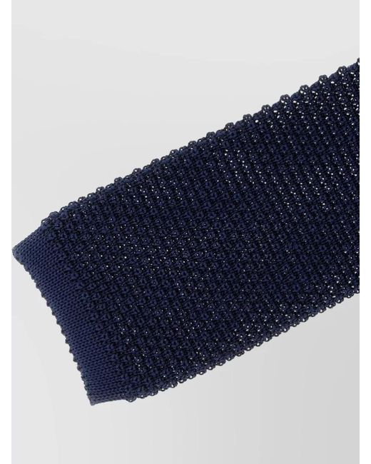 Brunello Cucinelli Blue Silk Knit Tie Straight Square Tip for men