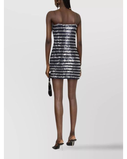 Balmain Black Glitter Striped Cowl Neck Mini Dress