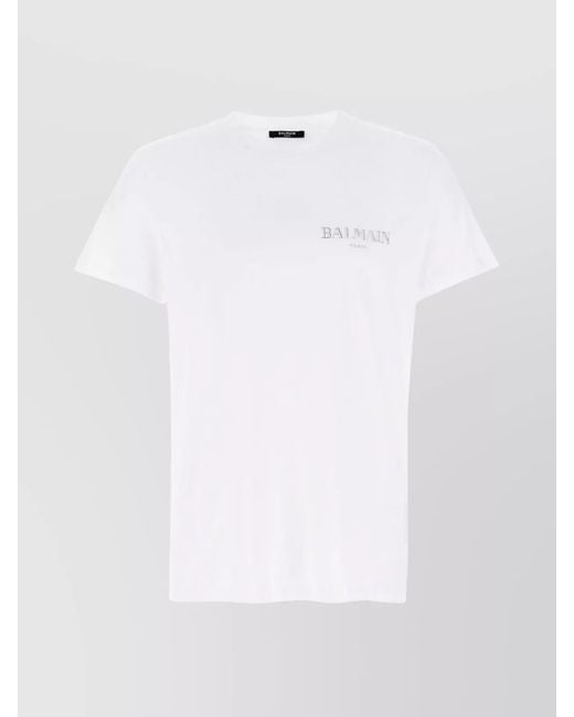 Balmain White Cotton Slim-Fit T-Shirt for men