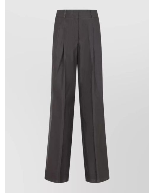 Peserico Gray Cotton And Silk High-Rise Straight-Leg Trousers