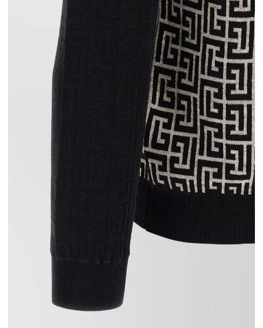 Balmain Black Pb Monogram Knit Crew Neck Sweater for men