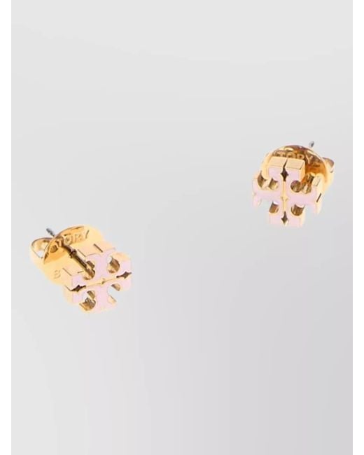 Tory Burch Multicolor Metal Stud Earrings Hypoallergenic Lightweight Round Design