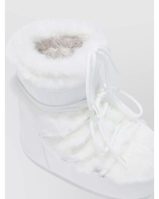 Moon Boot White Faux Fur Ankle Boots