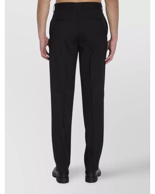 Fendi Black Virgin Wool Straight-Leg Trousers for men