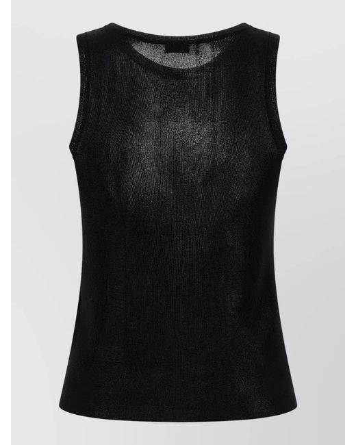 Saint Laurent Black Viscose Cropped Tank Top