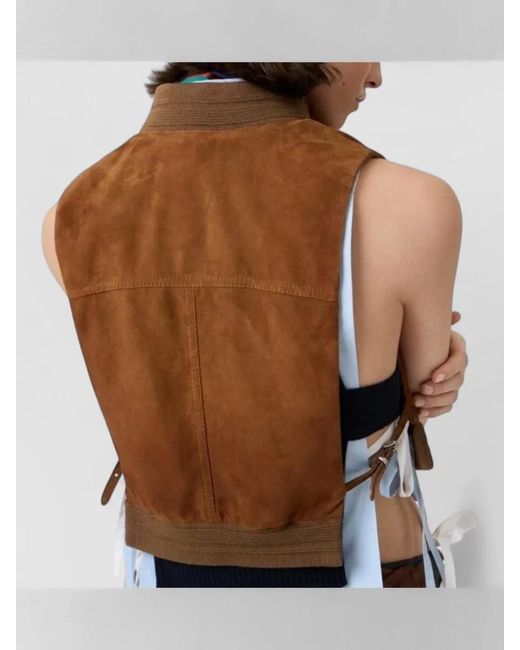 Miu Miu Brown Leather Buttoned Vest