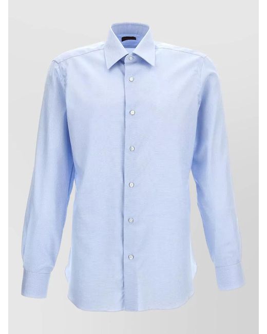 Barba Napoli Blue Journey Long Sleeve Shirt Spread Collar for men