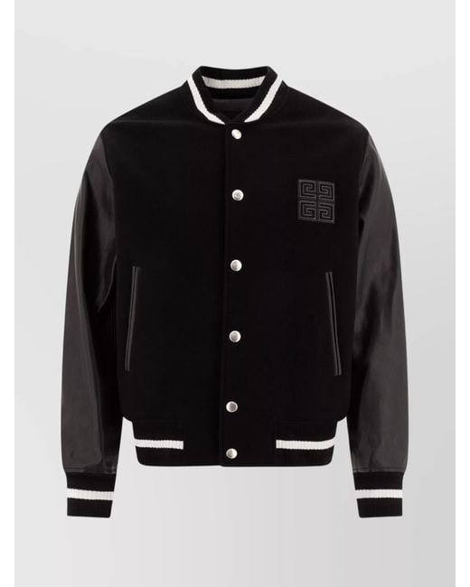 Givenchy Black Wool Varsity Bomber Jacket for men